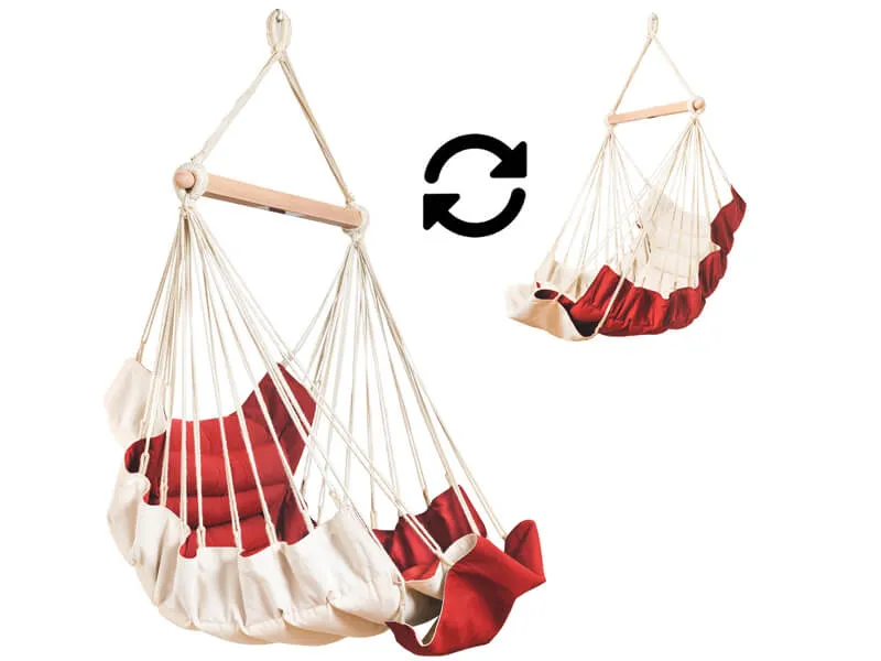 Hängesessel mit 2 Farben zum Wenden Rot und Creme